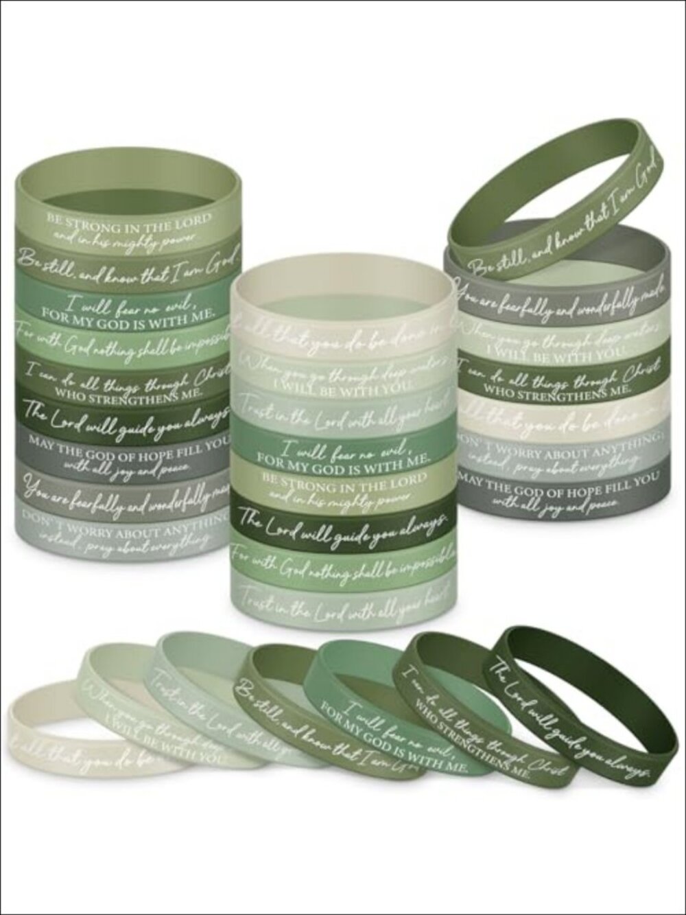 48 Pcs Bible Verse Silicone Bracelets Christian Motivational Wristbands